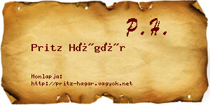 Pritz Hágár névjegykártya